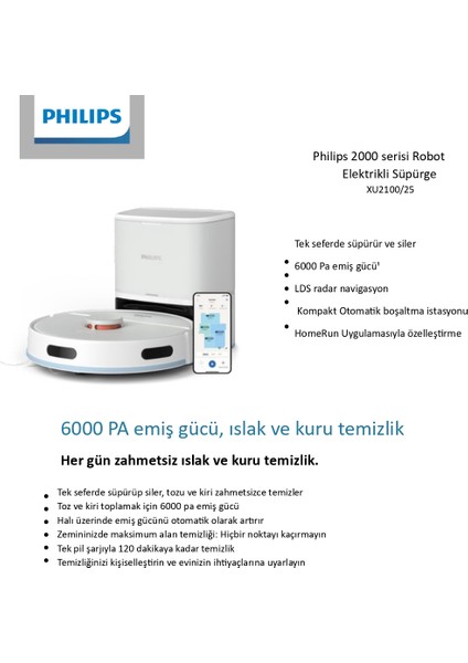 2000 Serisi XU2100/25 Islak & Kuru robot Süpürge