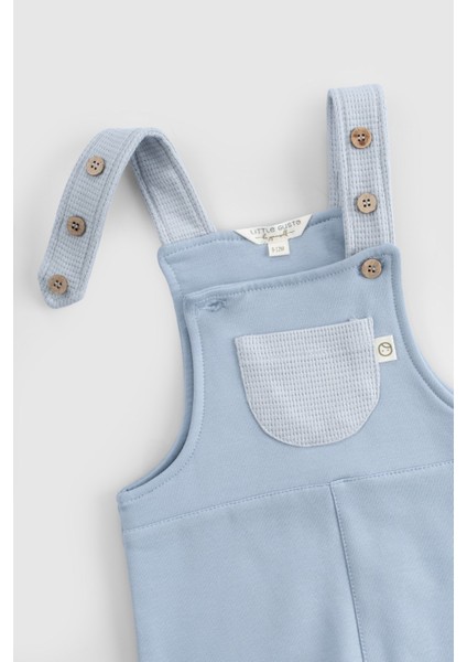 Organik Pamuklu İçi Tüylü Bebek Salopet Mavi