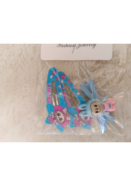 Labubu Figürlü 1 Adet Pens,2 Adet Kayan Yıldız Çıt Çıt Çocuk,bebek Set Toka modelleri