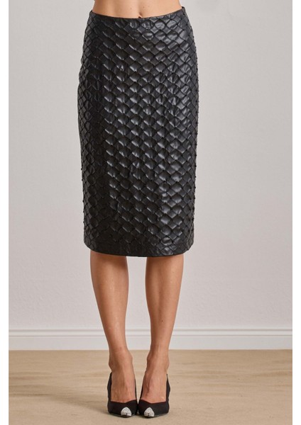 Diz Altı Siyah Deri Etek indirimleri