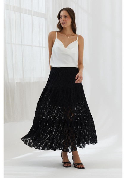 Dökümlü Dantel Etek Sıyah modelleri