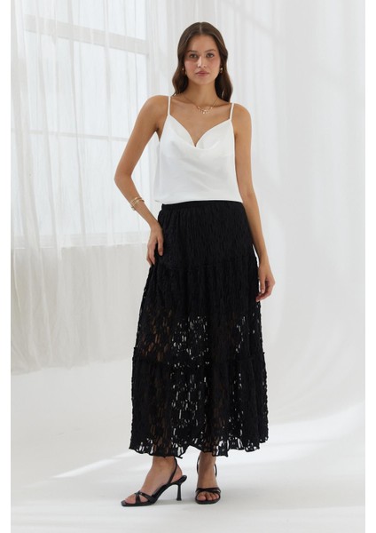 Dökümlü Dantel Etek Sıyah fırsatları