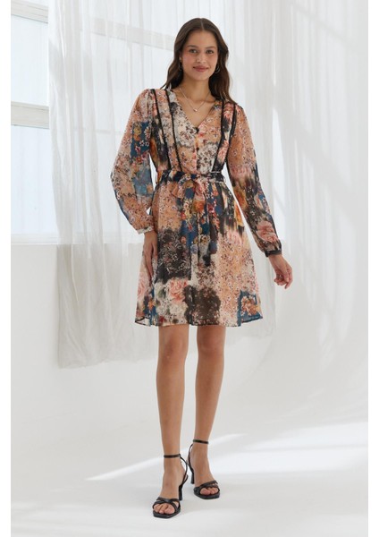 Beli Kuşak Bağlamalı Elbise Multı Color