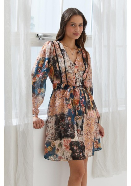Beli Kuşak Bağlamalı Elbise Multı Color fırsatları