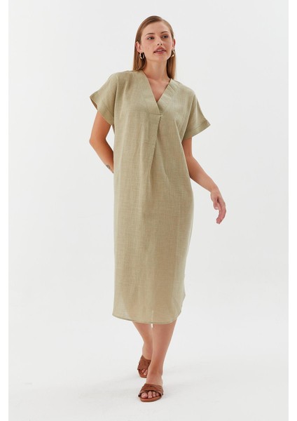 Oversize Keten Elbise Hakı