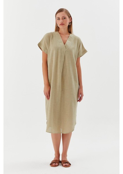 Oversize Keten Elbise Hakı modelleri