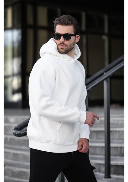 Ekru Kapüşonlu Kanguru Cep Erkek Sweatshirt E7169 indirimleri