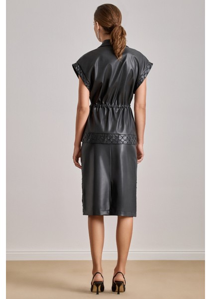 Diz Altı Siyah Deri Etek fiyatları