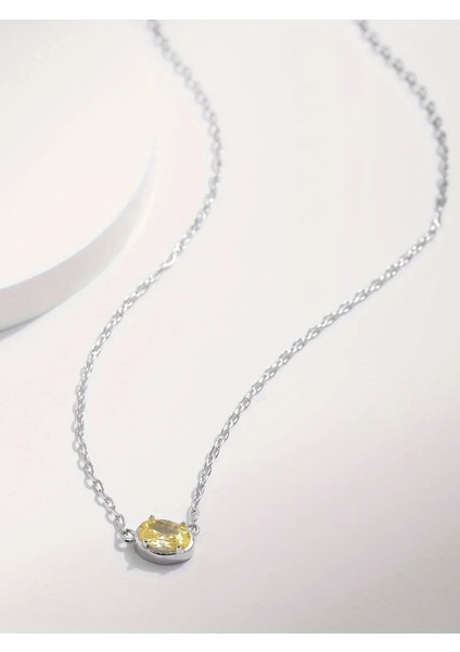 925 Ayar Gümüş Sitrin Taşlı Güneş Işığı Minimal Kadın Kolye modelleri