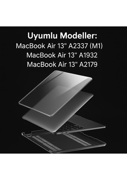 Macbook Air 13 Inç M1 A2337 A1932 ve A2179 Uyumlu Şeffaf Koruyucu Kılıf Kapak fiyatları