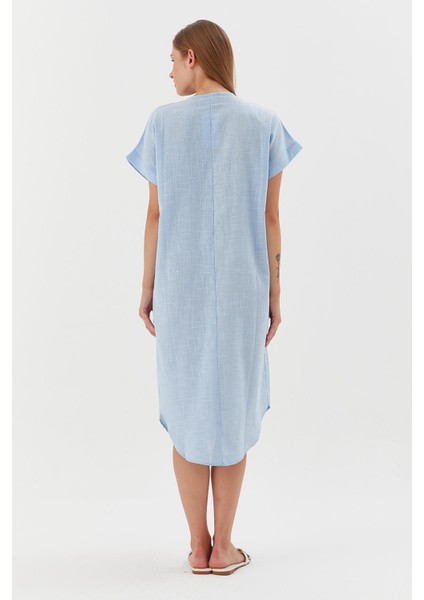 Oversize Keten Elbise Mavı indirimleri