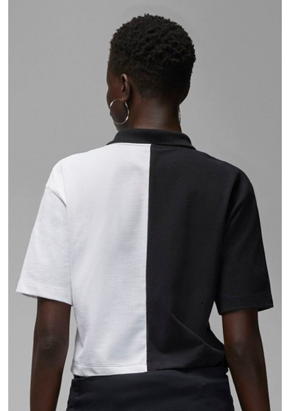 Jordan Flight Loose Fit 1/4 Zip T-Shirt Kadın 1/4 Fermuar Gömlek Yakalı Bol Kalıp Kısa Tişört Siyah Beyaz fiyatları