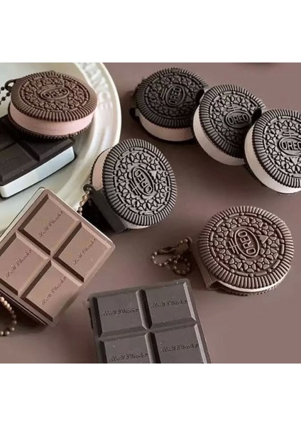 2'li Mini Kare Çikolata Figürlü Kokulu Not Defteri Zincirli Anahtarlık