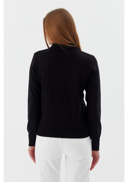 Polo Yaka Yumuşak Kazak Sıyah indirimleri