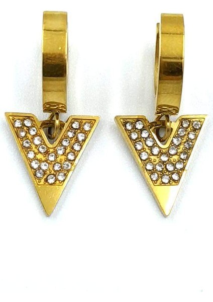 Gold Renk Figürlü Çelik Küpe