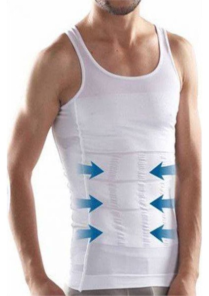 Erkek Beyaz 1 Beden Küçük Gösteren Toparlayıcı Korse Atlet