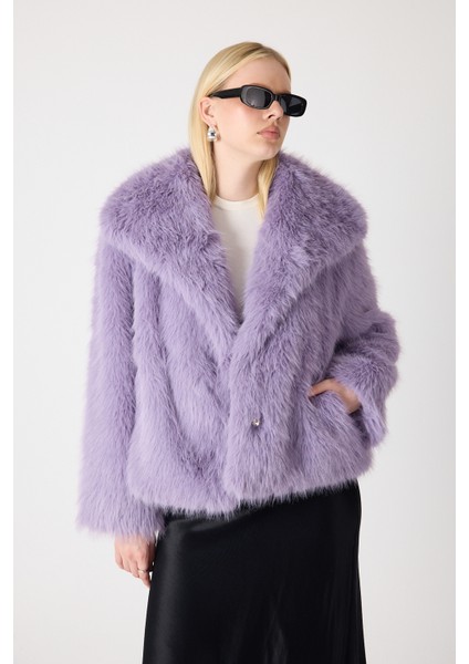 Premium Kürk Şal Yaka Ceket Lila fiyatları