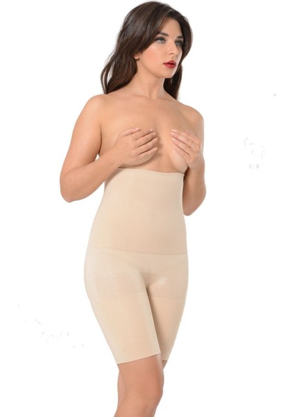 Kadın Ten Renk Yüksek Bel Modal Şort Korse ST761