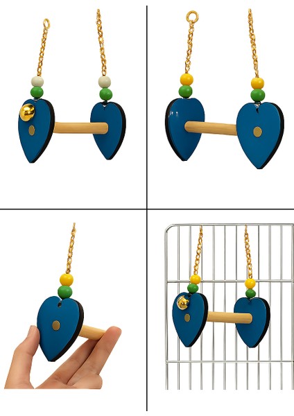 Kafes Içi Tutunma Kütüğü - Kuş Tüneği - Kuş Kafes Sallanan Ahşap Oyuncak -