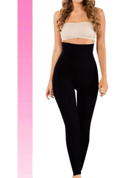 Kadın Siyah Orijinal Kalın Kumaş 2 Beden Incelten Korse Tayt