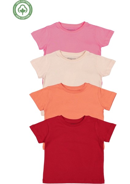 Kız Erkek Çocuk 4'lü Set Düz Kısa Kollu T-Shirt - Çocuk Giyim