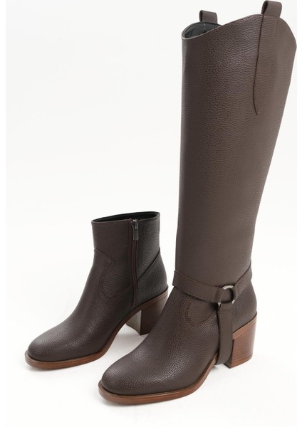 Kahverengi Ikisi Bir Arada Tak Çıkar Özellikli Kalın Topuklu Çizme/bot fırsatları