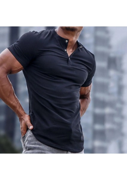 Kadın Kısa Kollu Hakim Yaka Önü Düğmeli Viskon Bluz - 2xl-3xl - Siyah modelleri