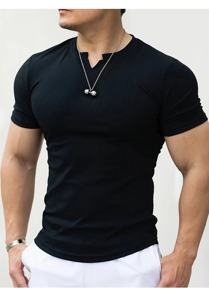 Erkek Kısa Kollu Bisiklet Yaka Burgu Bluz