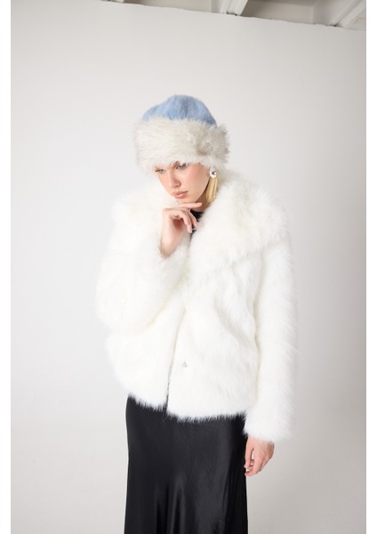 Premium Kürk Şal Yaka Ceket Beyaz indirimleri