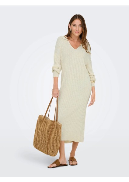 15353117 Yakali Kadin Triko Elbise - Tas fiyatları