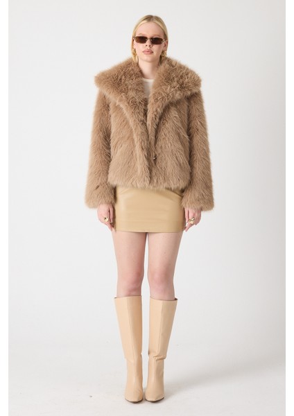 Premium Kürk Şal Yaka Ceket Kahverengi