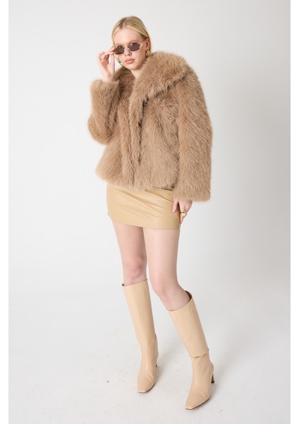 Premium Kürk Şal Yaka Ceket Kahverengi