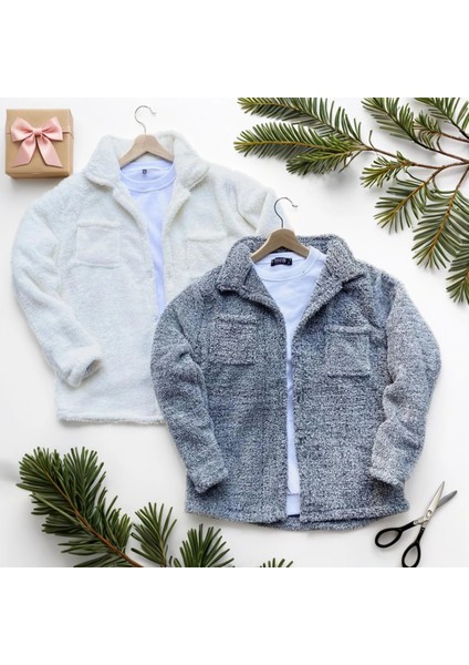 2'li Erkek Düğmeli Slim Fit Peluş Ceket - Kışlık Polar Shacket Trend Model fiyatları