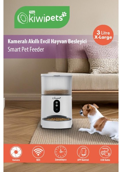 pets KPF-10565 Evcil Hayvan Akıllı Kameralı Multifonksiyon Mama Kabı - Smart Pet Feeder