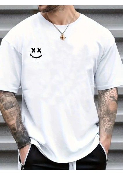 Erkek Kısa Kollu Bisiklet Yaka Baskılı Süprem Bluz