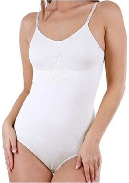 Kadın Beyaz Ayar Askı Çıtçıtlı Body Korse
