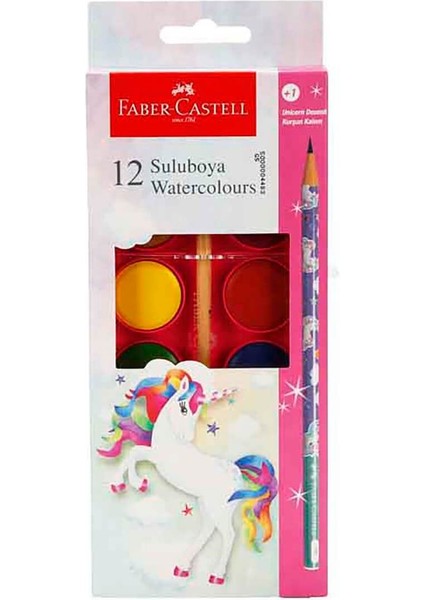 Unicorn Sulu Boya 12 Renk ve Kurşun Kalem