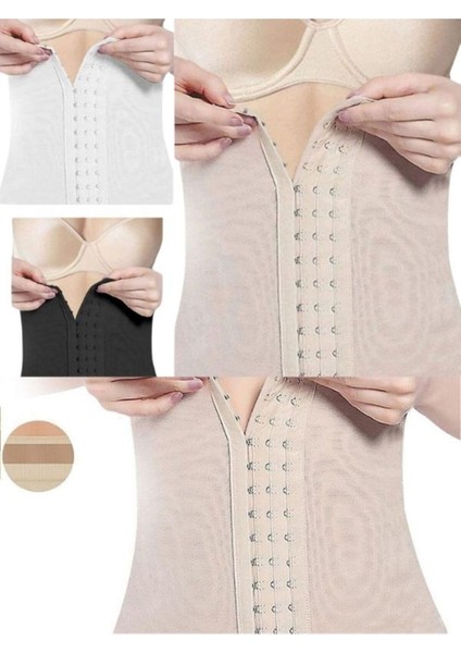 Kadın Ten Agraflı Bel Lohusa Korse Sıkılaştırıcı 1 Beden Küçültür