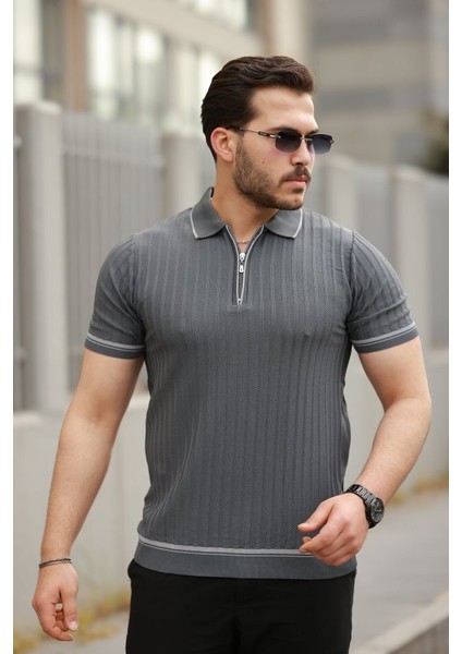 Erkek Fermuarlı Yakalı Kısa Kollu T-Shirt fırsatları