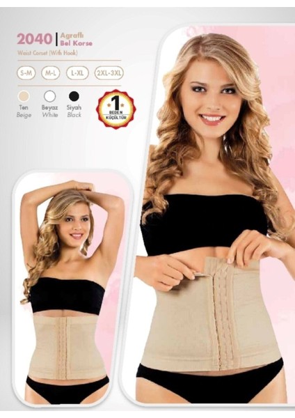 Siyah 2040 Agraflı Bel Korse - Xl/xxl, Siyah