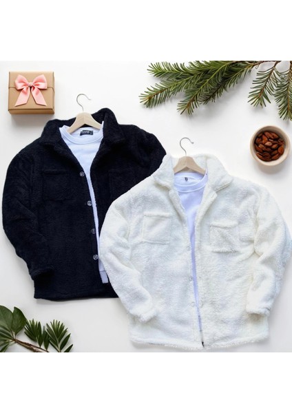 2'li Erkek Düğmeli Slim Fit Peluş Ceket - Kışlık Polar Shacket Trend Model fiyatları
