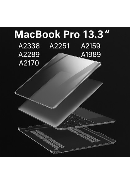MacBook Pro 13' M1 M2 A2338 A2251 A2289 A2159 A1989 A1708 Uyumlu Şeffaf Koruyucu Kılıf Kapak fiyatları