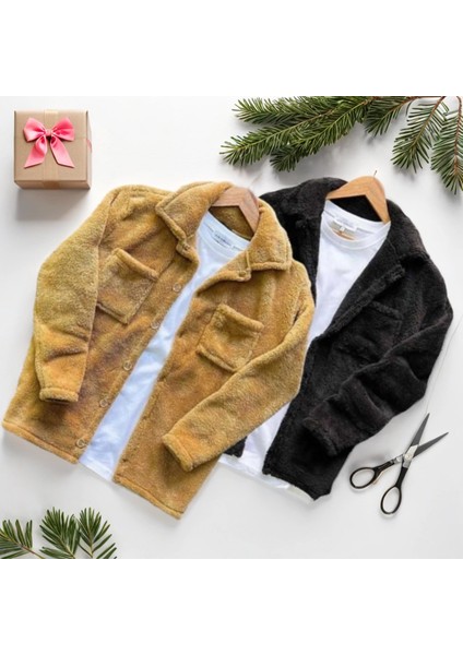 2'li Erkek Düğmeli Slim Fit Peluş Ceket - Kışlık Polar Shacket Trend Model fiyatları