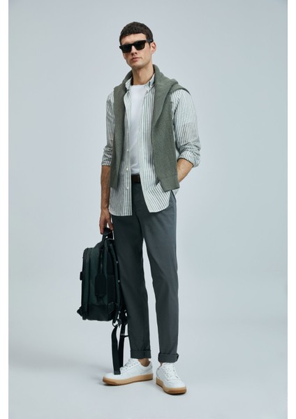 Helt Spor 5 Cep Erkek Pantolon Slim Fit Koyu Yeşil