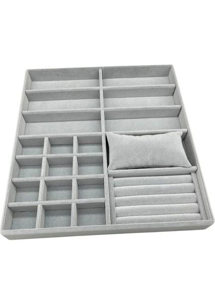 Astana Model Süet Kumaş Gri Renk 38 cm / 35 cm Takı Sergileme Çekmece Içi Stand fiyatları