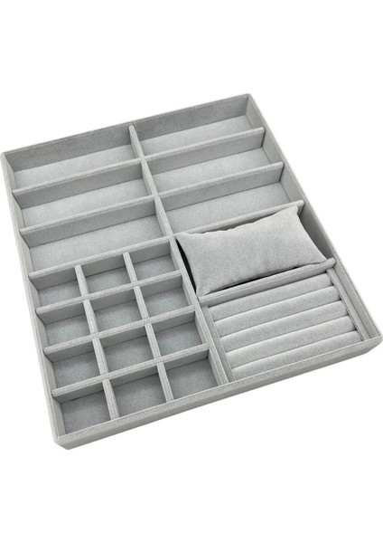 Astana Model Süet Kumaş Gri Renk 38 cm / 35 cm Takı Sergileme Çekmece Içi Stand fırsatları