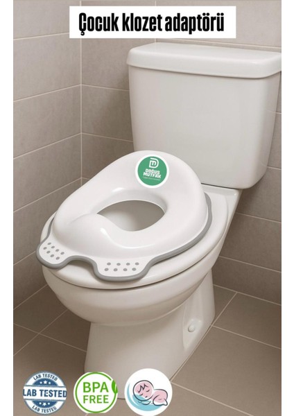 Çocuk Klozet Adaptörü – BPA’sız Sağlam Plastik, Silikon Kaymaz Kenar, Ergonomik Tasarım, Kolay Temizlik, Beyaz-Gri fırsatları