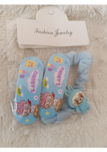 Labubu Figürlü 1 Adet Düz Şeritli Lastik,2 Adet Çıt Çıt Çocuk,bebek Set Toka fiyatları