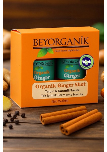 Organik Ginger Shot 2'li (Tarçın & Karanfil Ilaveli Tek Içimlik Fermente Içecek)