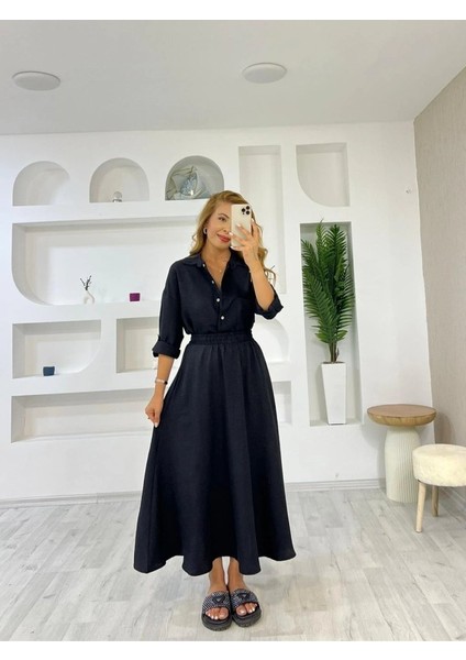 Kadın Keten Kumaş Gömlek ve Etek Ikili Takim modelleri